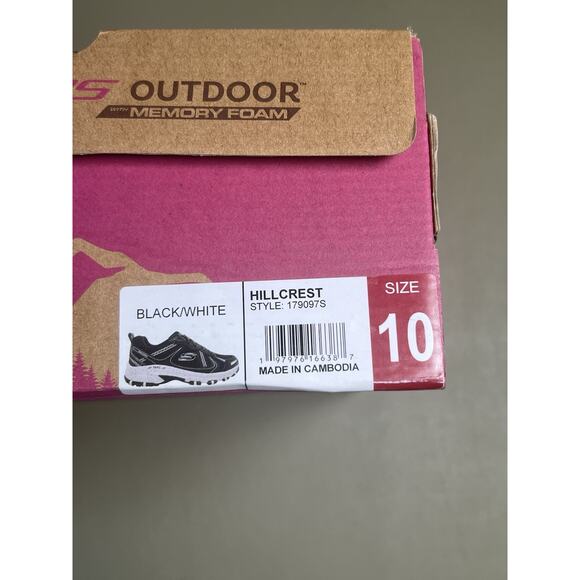 Skechers Outdoor Memory Foam Hillcrest Women’s 10 Black/White Style 179097S - Picture 11 of 12